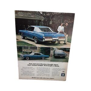 1973 Buick LeSabre Blue Color Tom and June Bracken Original Print Ad 70s